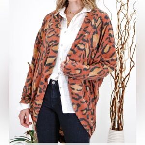 NEW! Women’s Oversized Brushed Animal Print Dolman Ribbed Cardigan!